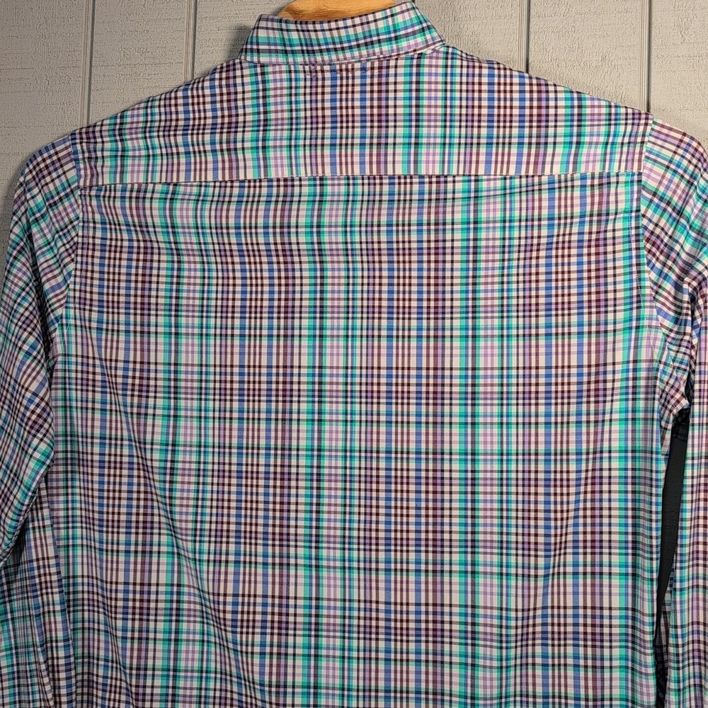 Peter Millar Mens Large Summer Comfort Button Down Plaid LS Shirt - Pelican L - Picture 12 of 12